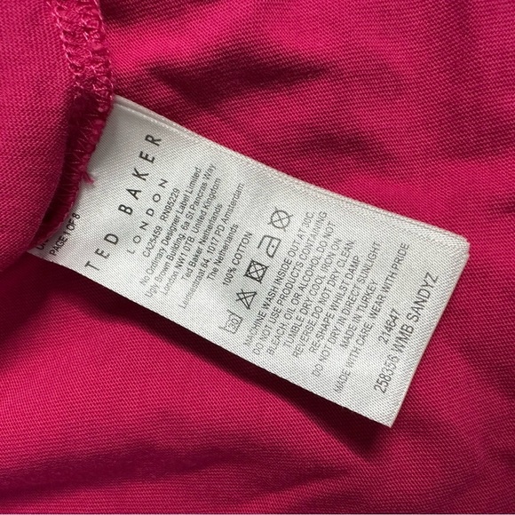 Ted Baker Hot Pink rose floral oversized Tee T-shirt 1 small textured casual - Picture 13 of 14